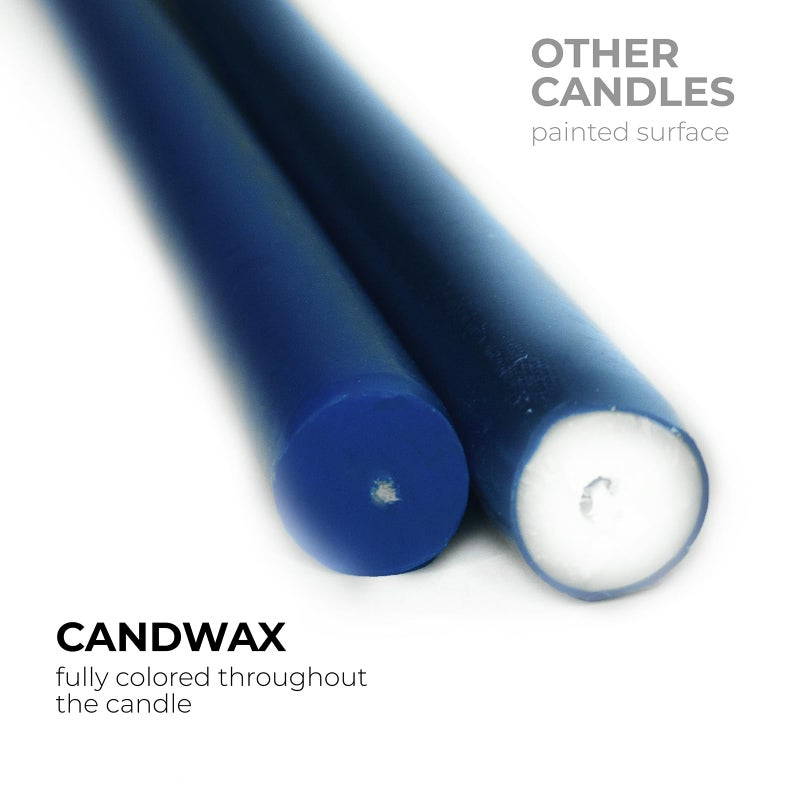 CANDWAX 10 inch Taper Candles Set of 12 - Dripless Taper Candles and Unscented Candlesticks - Perfect as Dinner Candles and Household Candles - Dark Blue Candles - Image 2